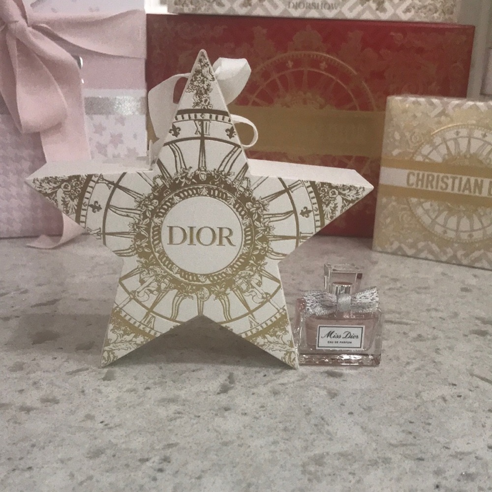 Limited edition 2024 Dior Gold Star Holiday Ornament with deluxe size bottle